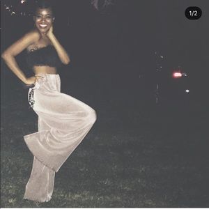 Fashion Nova Lavender Satin Pleated Pants